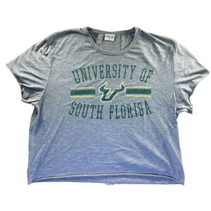 USF Cropped Gray T-shirt Women's Large Grey Graphic Print Zoozats